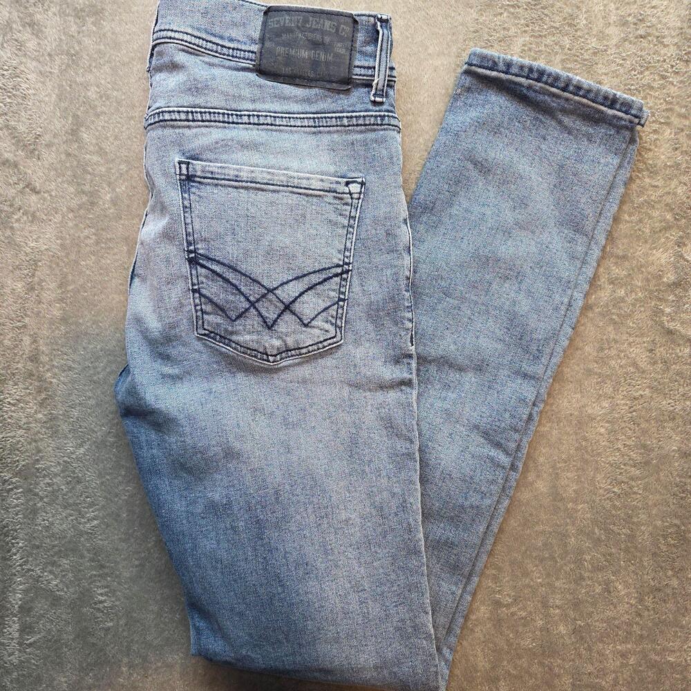 Seven7 Super Slim Jeans Mens 32x34 Blue Light Wash Extra Slim Fit Skinny Denim
